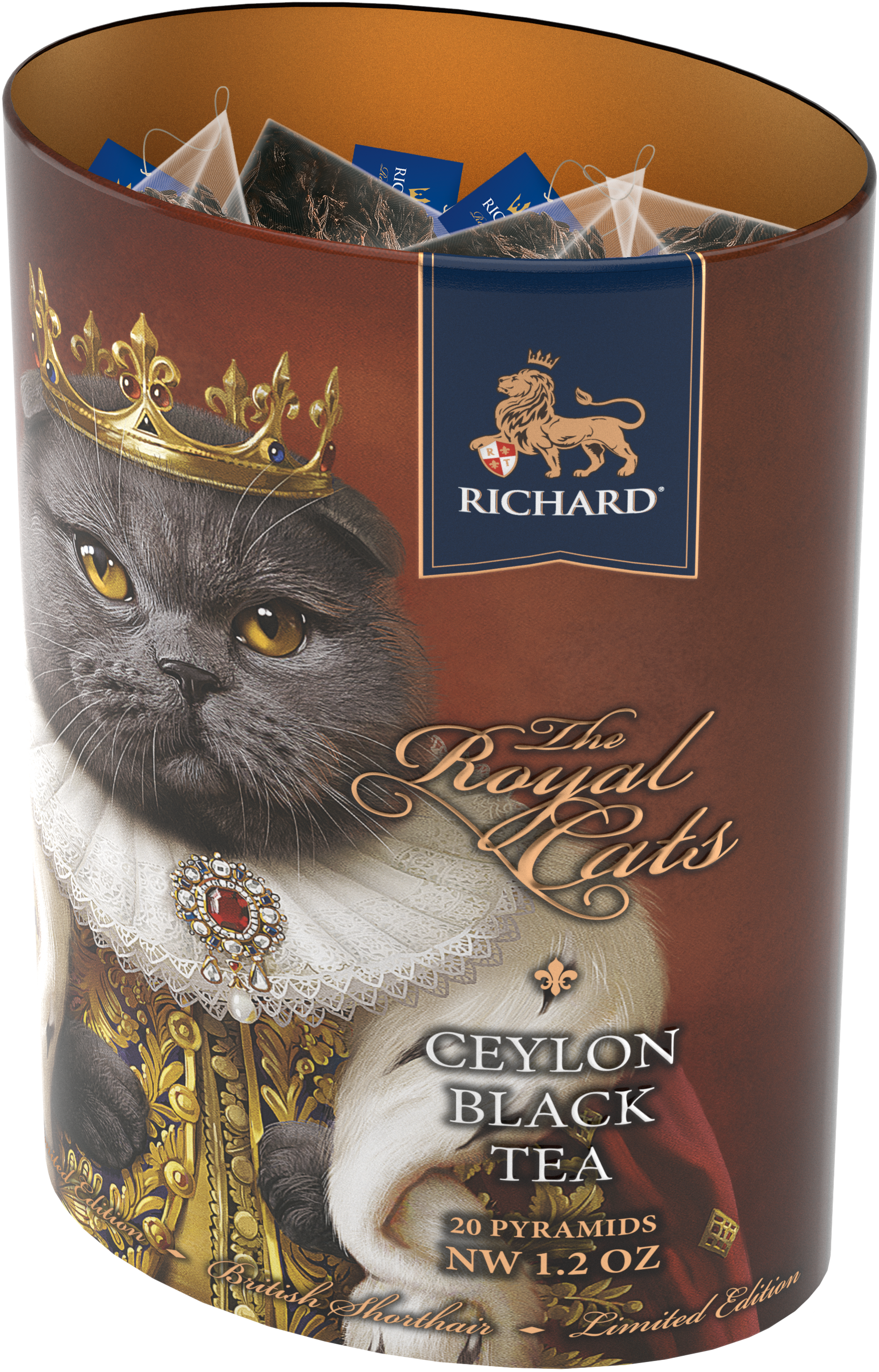 Richard's tea "Royal Cats. British Shorthair", Classic black tea in pyramids, 20 pyramids, 34g