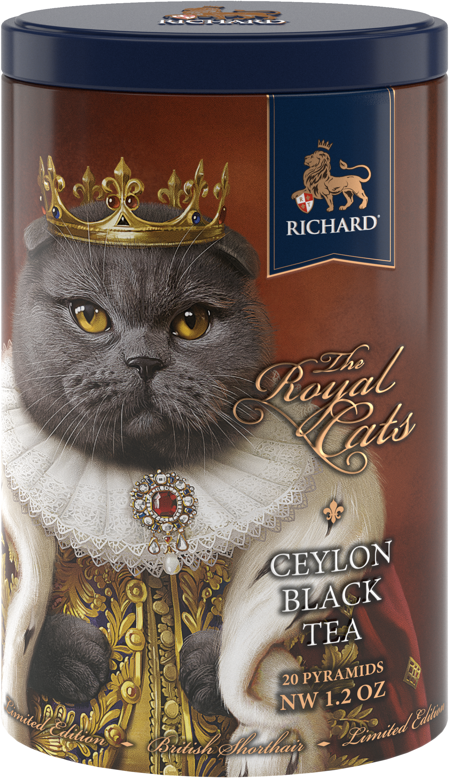 Richard's tea "Royal Cats. British Shorthair", Classic black tea in pyramids, 20 pyramids, 34g