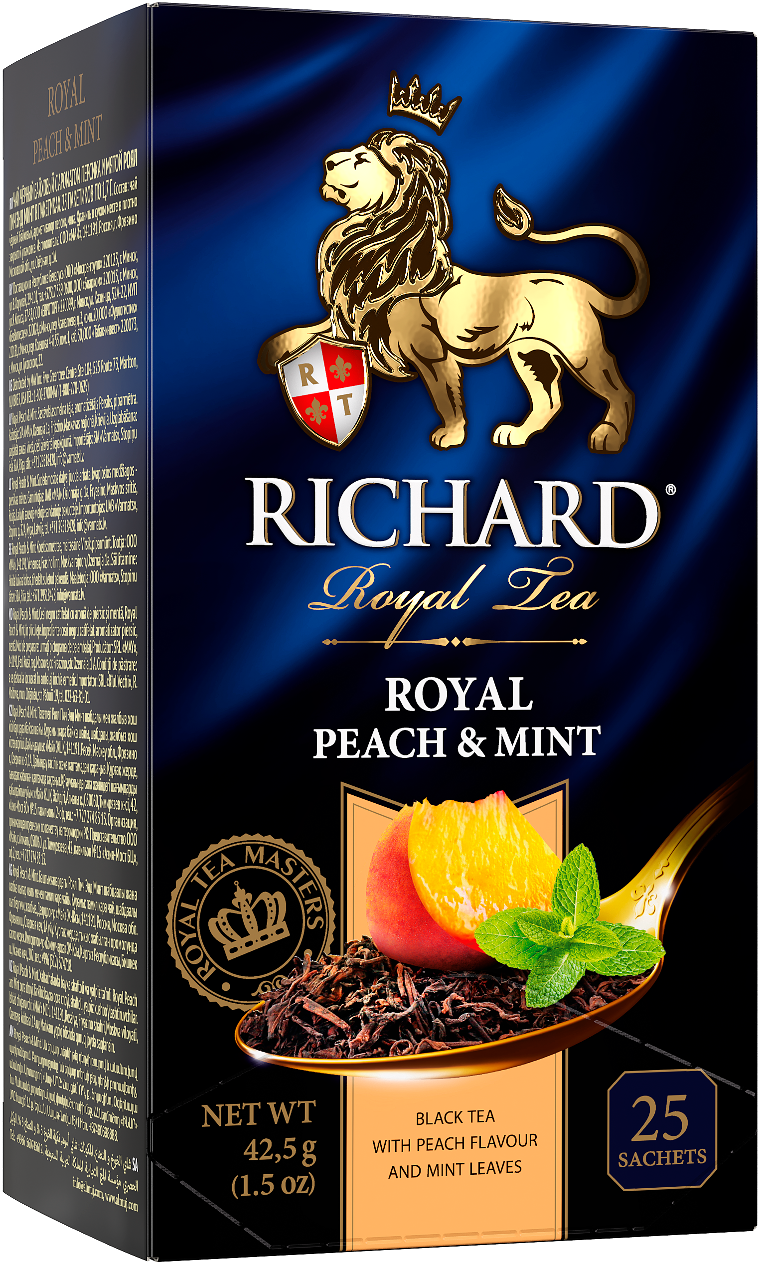 Richard "Royal Peach & Mint" black flavored tea 25 sachets, 42.5g
