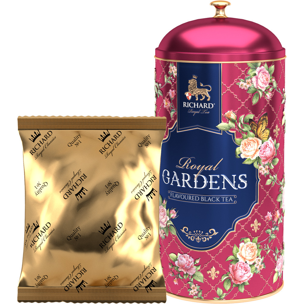 RICHARD ROYAL GARDENS, RED, must maitsestatud suurelehine tee, 80g. - Richard Tea Estonia