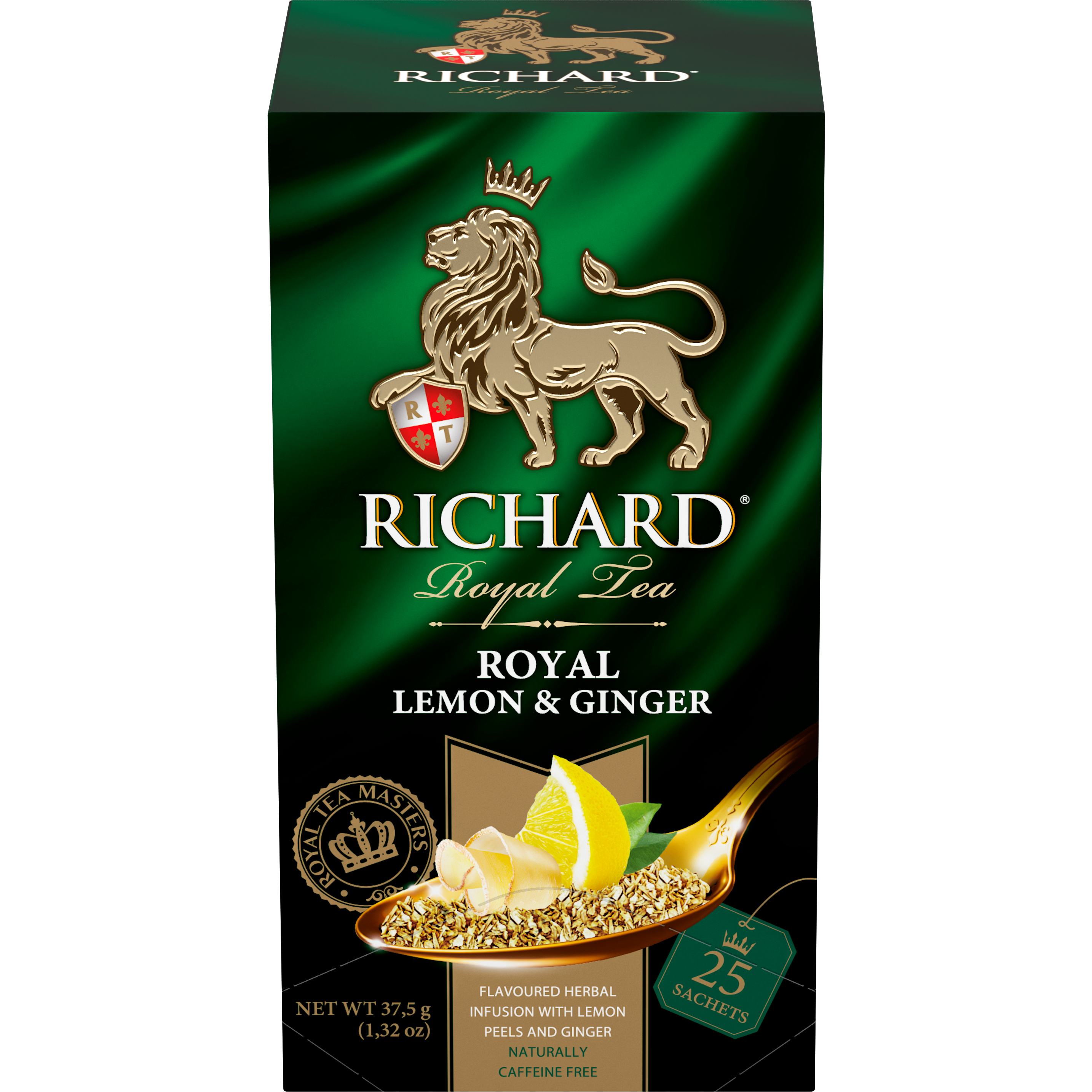 Royal Lemon & Ginger, roheline tee sidruni ja ingveriga, teekotid 25x2g. - Richard Tea Estonia