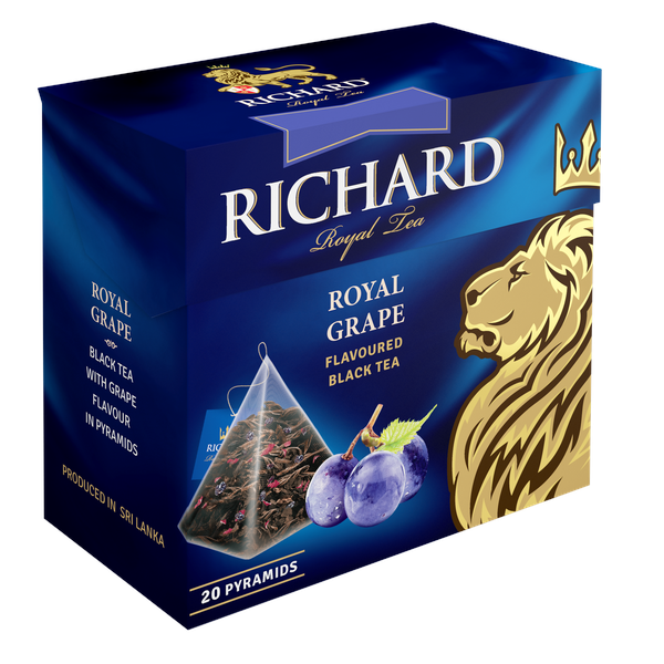 Royal Grape, must maitsestatud suurelehine tee püramiidides, 20×1,7g. - Richard Tea Estonia