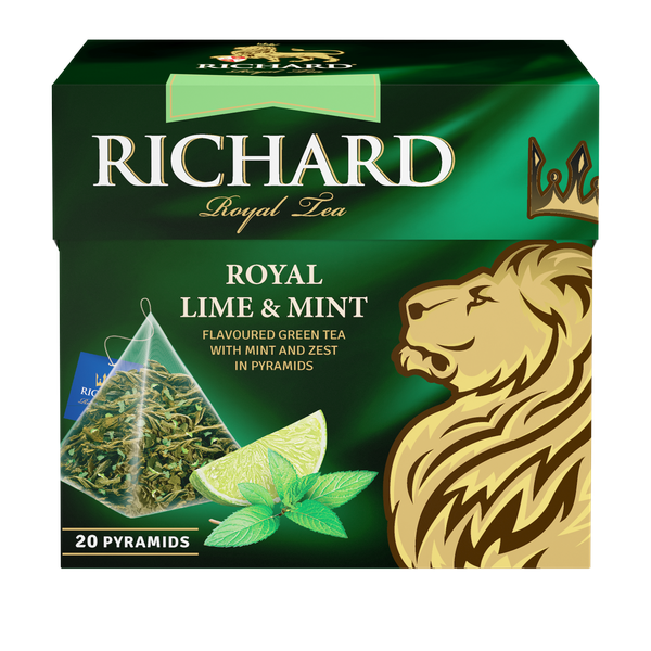 Royal Lime&Mint, maitsestatud roheline tee püramiidides, 20×1,7g. - Richard Tea Estonia