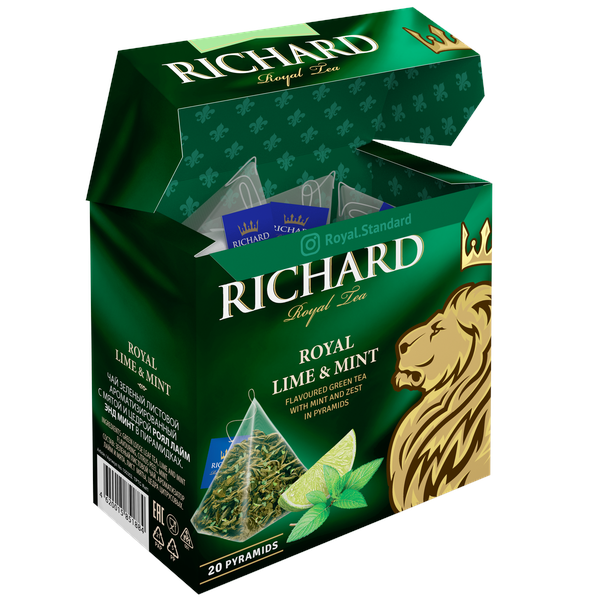 Richard Royal Lime & Mint, flavoured green tea - 20 pyramids Richard Tea